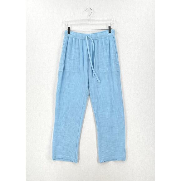 ENZA COSTA Cotton Gauze Straight Leg Jogger Pants Womens Medium Light Blue NEW - Picture 1 of 12